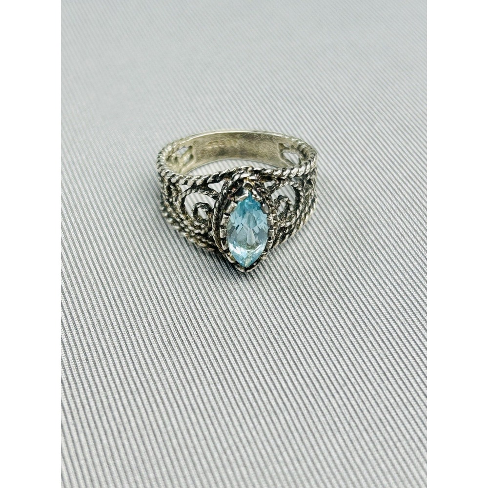Sterling Silver Size‎ 8.25 Ring With Blue Faux Stone .925 Jewelry